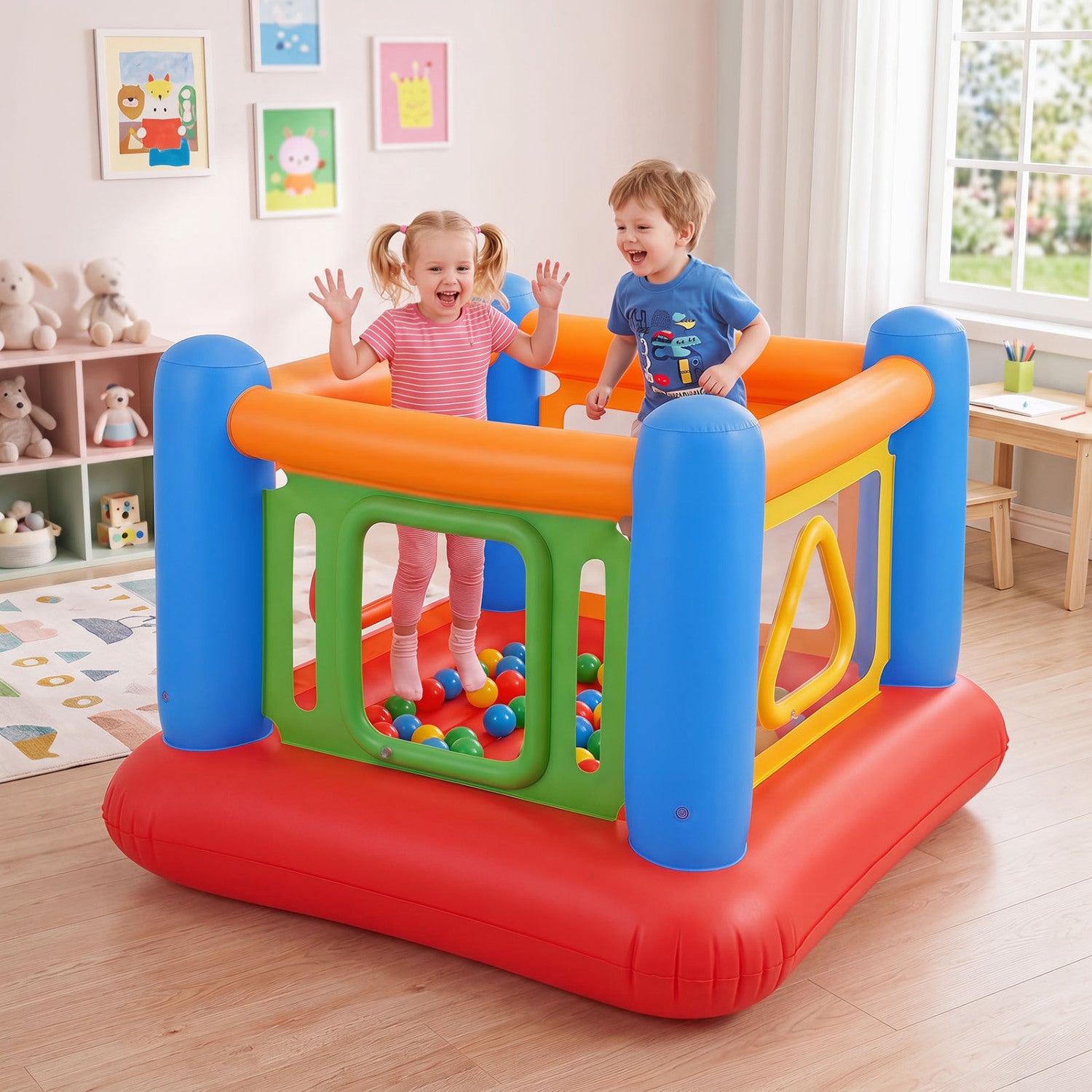 Detailed close-up of inflatable bounce house material