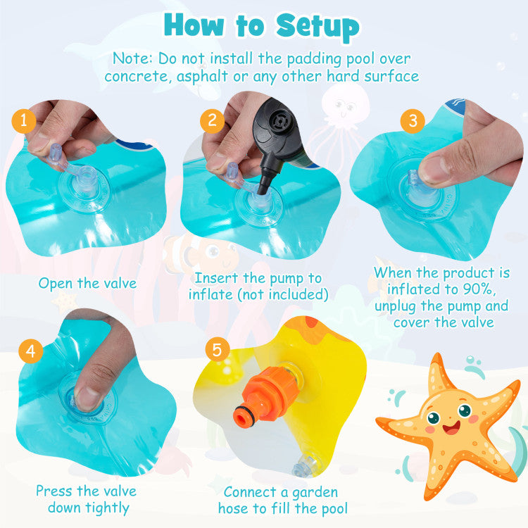 Inflatable splash zone designed for active kids play