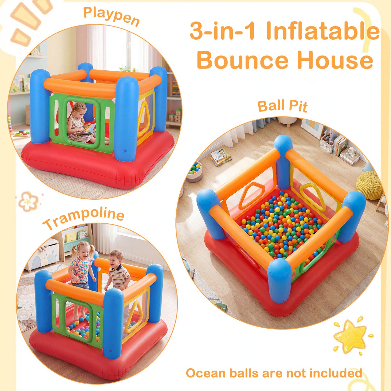 Kids inflatable trampoline play area for jumping fun