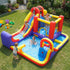 Inflatable water slide bounce house with dual slides and splash pool