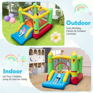 Mesh safety walls on indoor inflatable bounce house