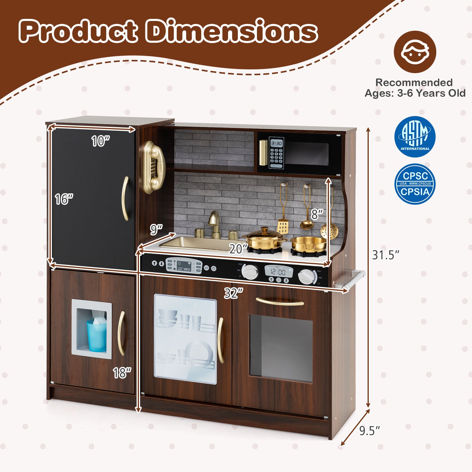 Interactive toddler kitchen with multiple cooking and cleaning stations