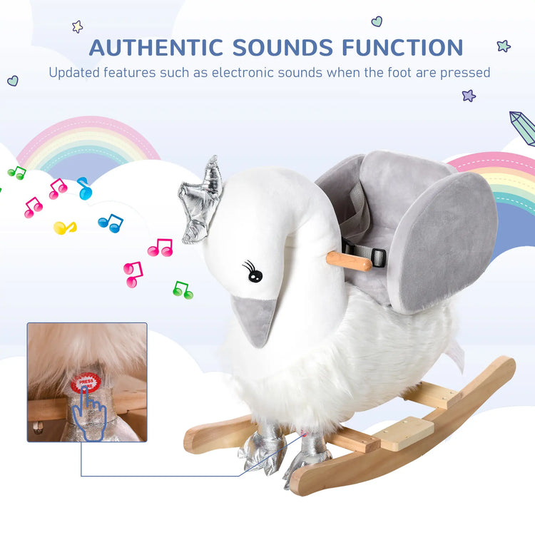 Interactive swan rocker with press-activated sound
