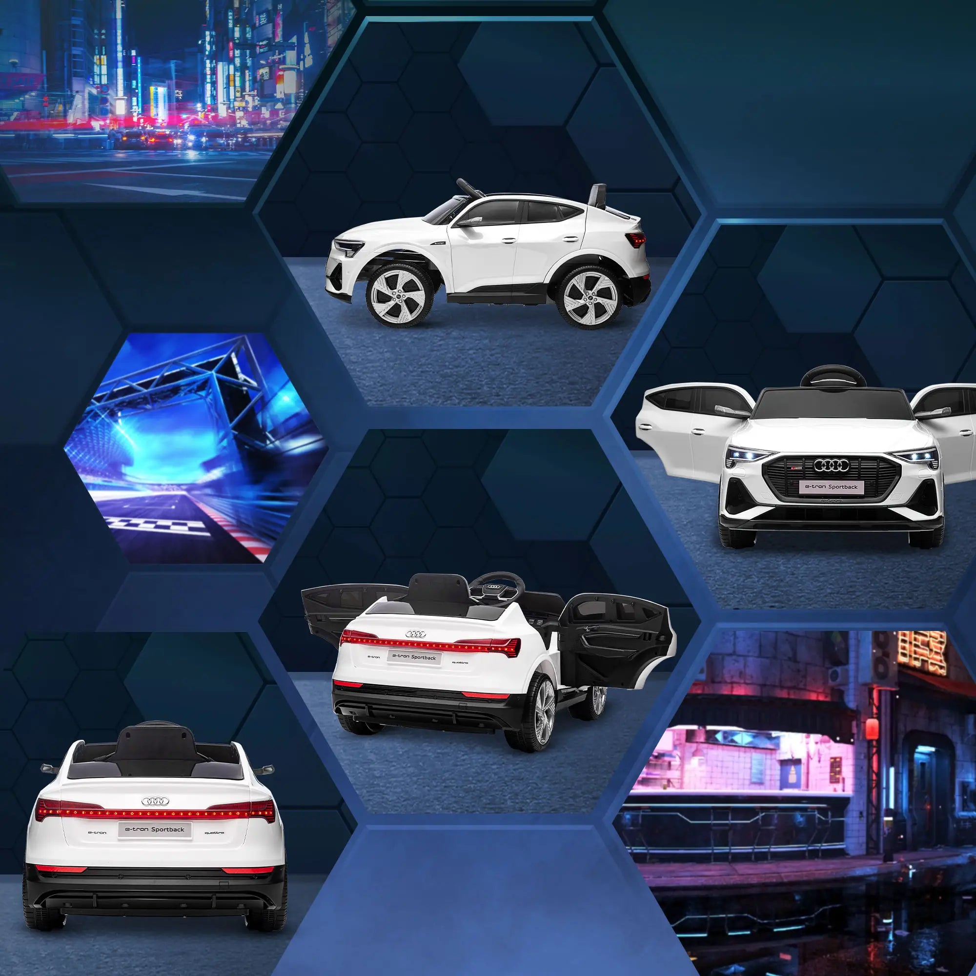 Battery-powered Audi E-tron ride-on toy car alternative to jeep power wheels