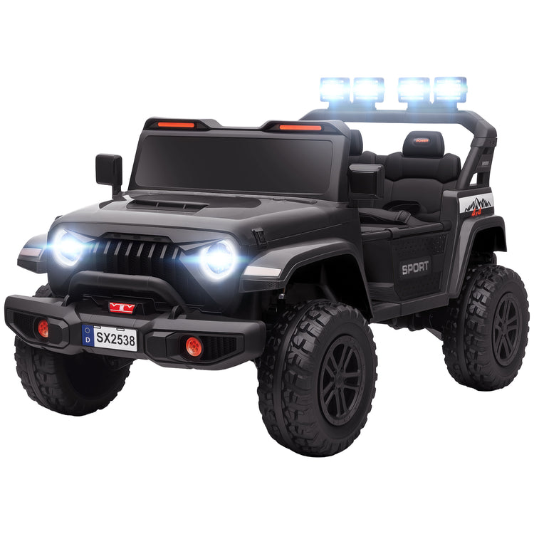 Qaba 24V black ride-on truck toy compared to Jeep Powerwheels