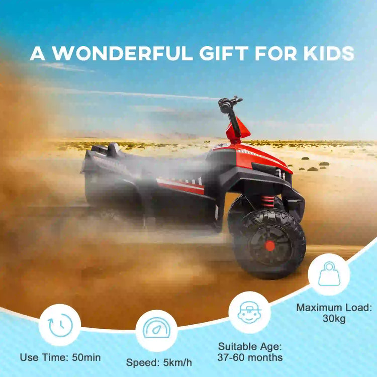 Red kids 12V ATV ride-on with forward and backward driving functions
