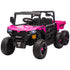 Pink and black toy off-road vehicle on a white background
