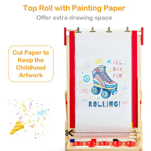 Kids art easel with 16.5 ft drawing paper roll