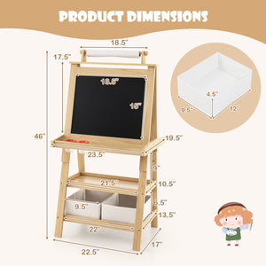 Kids art easel with spacious storage shelves and bins1