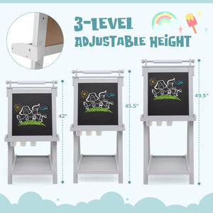Complete kids art station with whiteboard chalkboard and paper roll2
