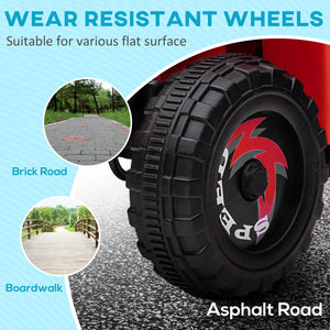Wear-resistant wheel with Goplus branding on an asphalt road, suitable for various flat surfaces.