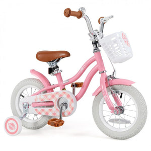 Close-up of removable front basket on kids adjustable bike