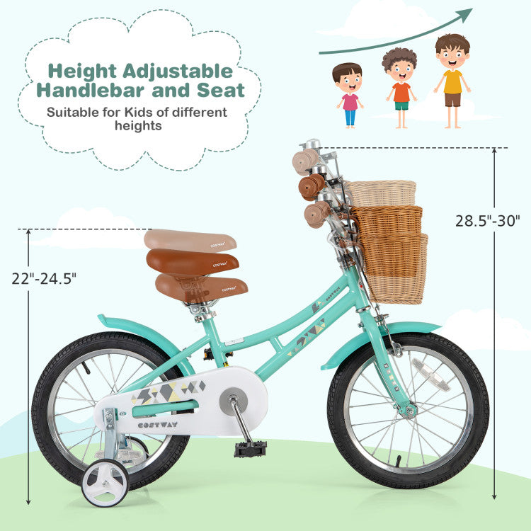 Kickstand feature on 18‑inch kids bike