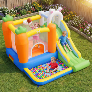 Front view of inflatable bounce house for kids