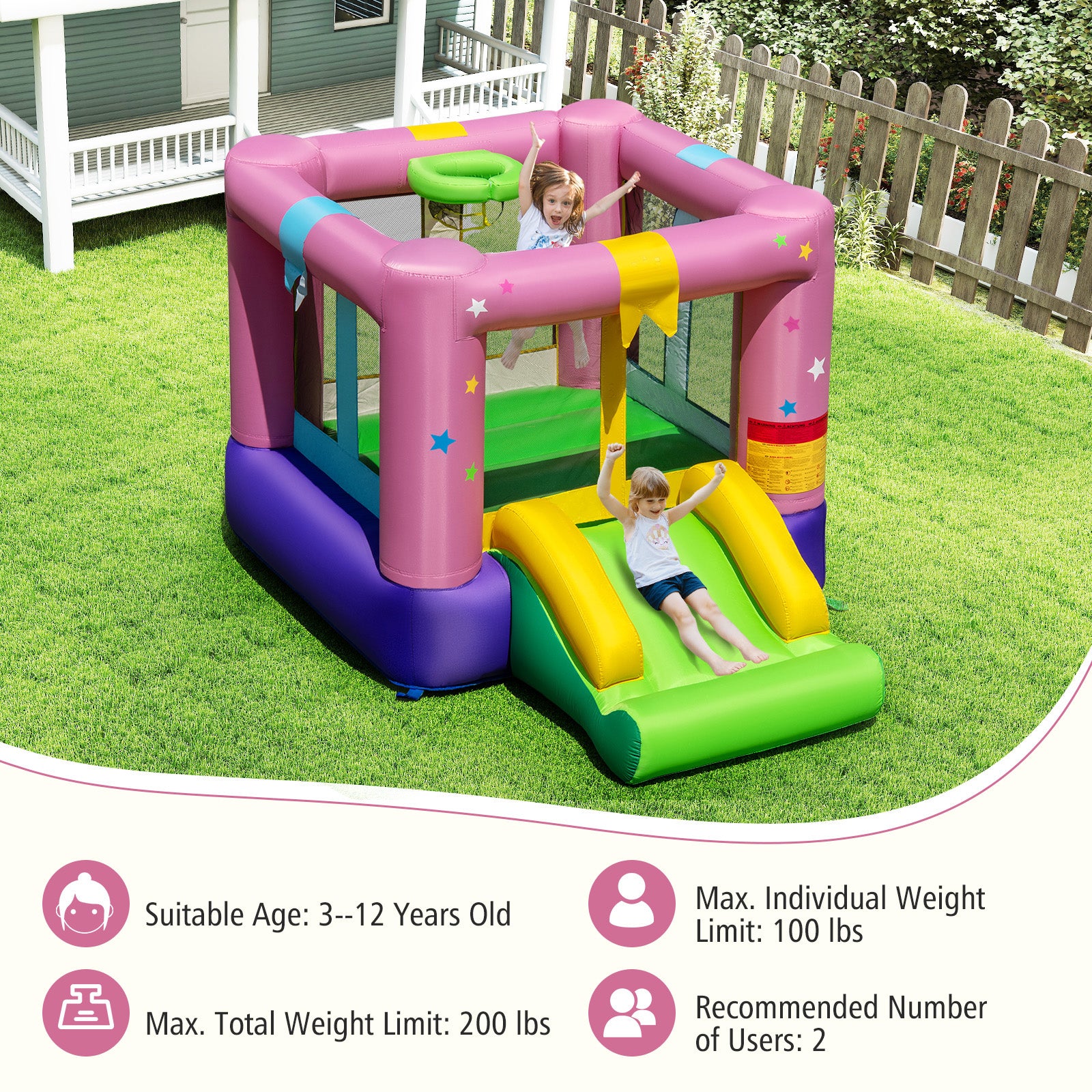Front view of inflatable bounce house for kids2