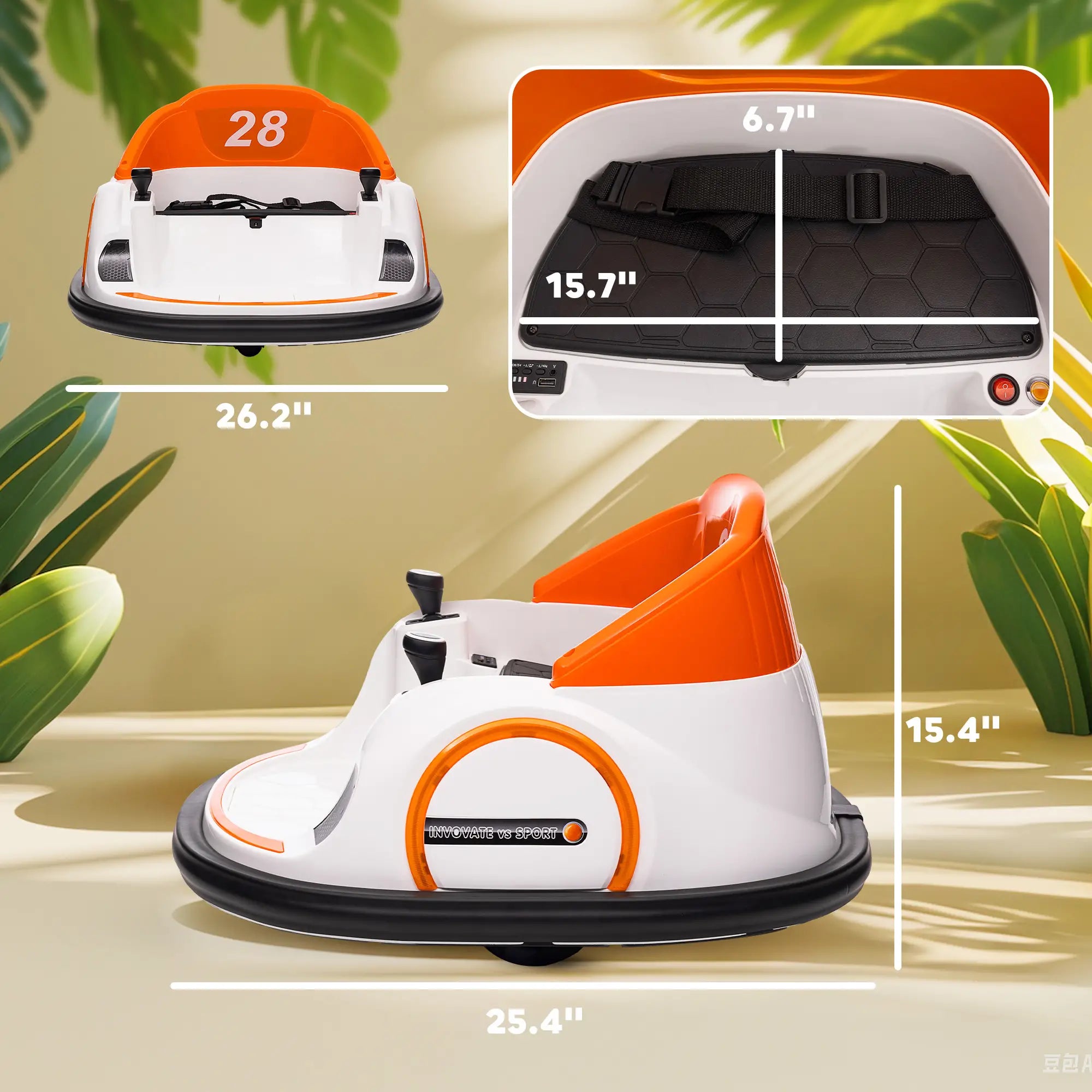 Kids bumper car with parent remote control for added safety