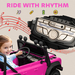 Kids toy car featuring working horn and music options