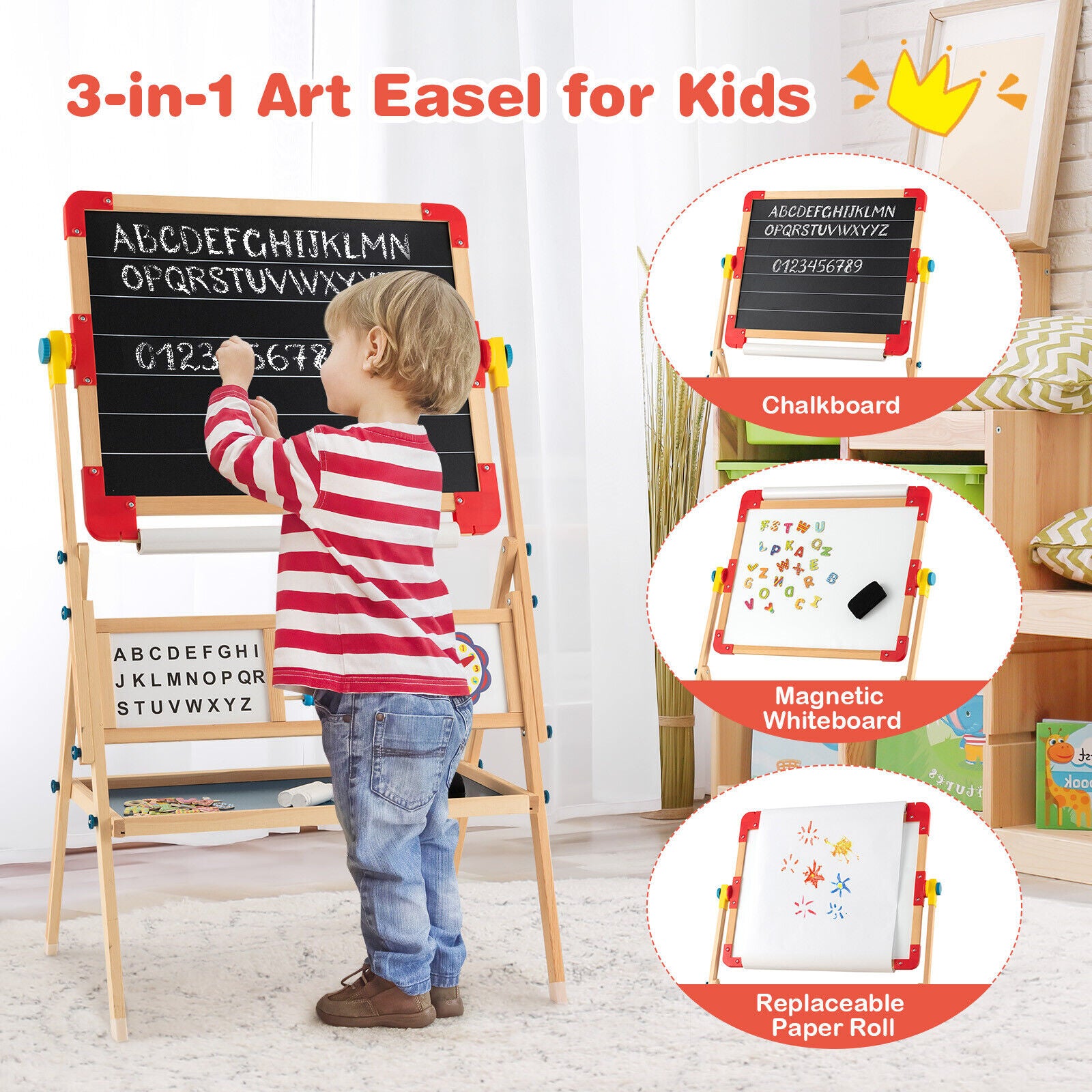 Kids chalkboard easel for painting writing and artistic activities