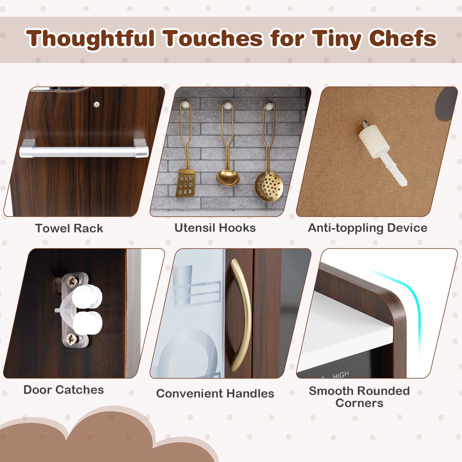 Pretend chef kitchen set for boys and girls with cooking accessories
