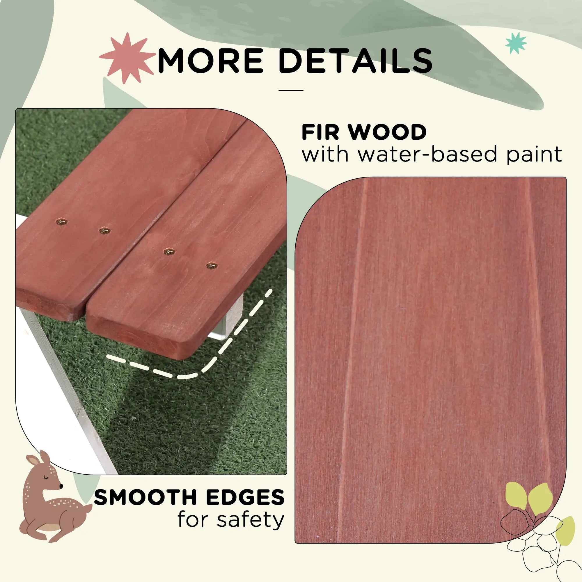 Wooden product with water-based paint, smooth edges, and fir wood material on a decorative background.