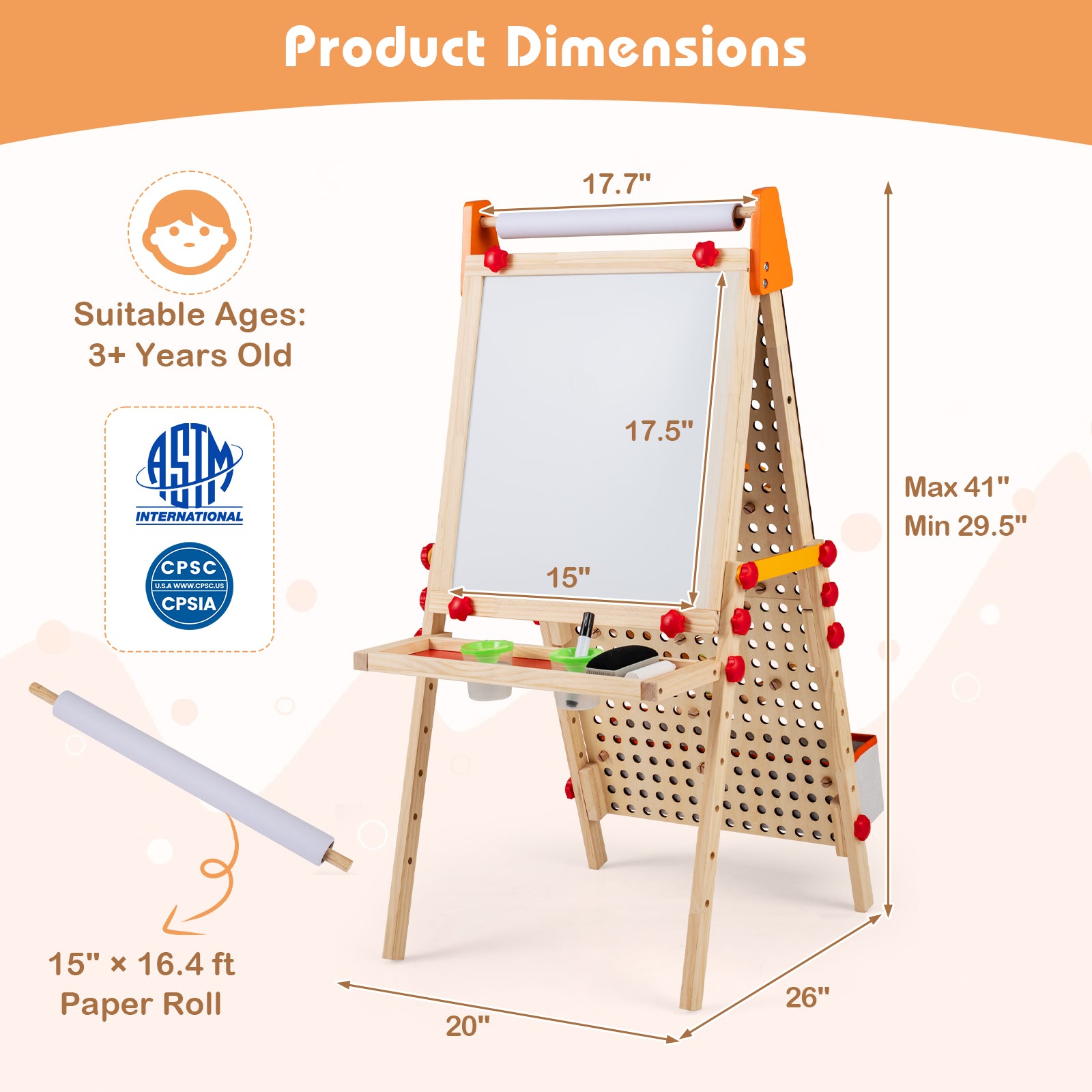 Kids art easel featuring marble run activity and drawing board1