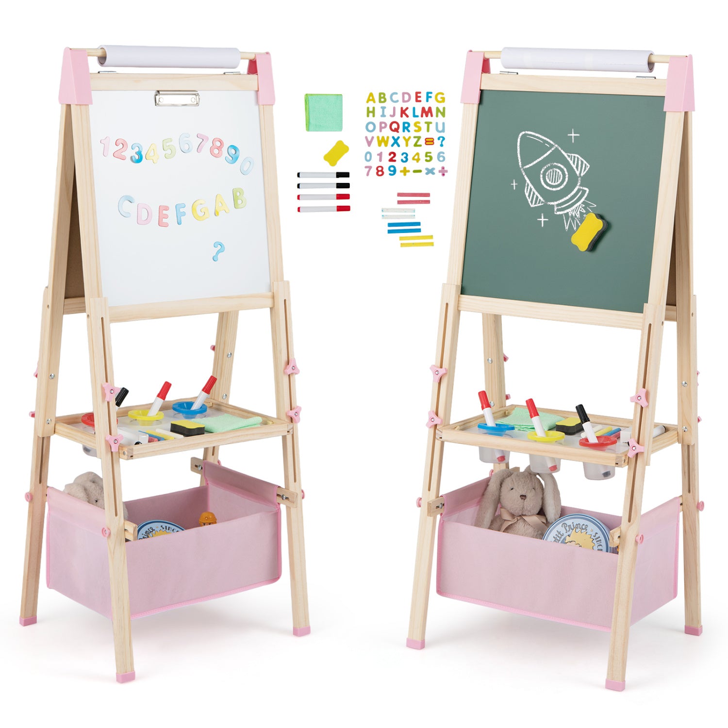 Kids art easel with removable fabric storage bag