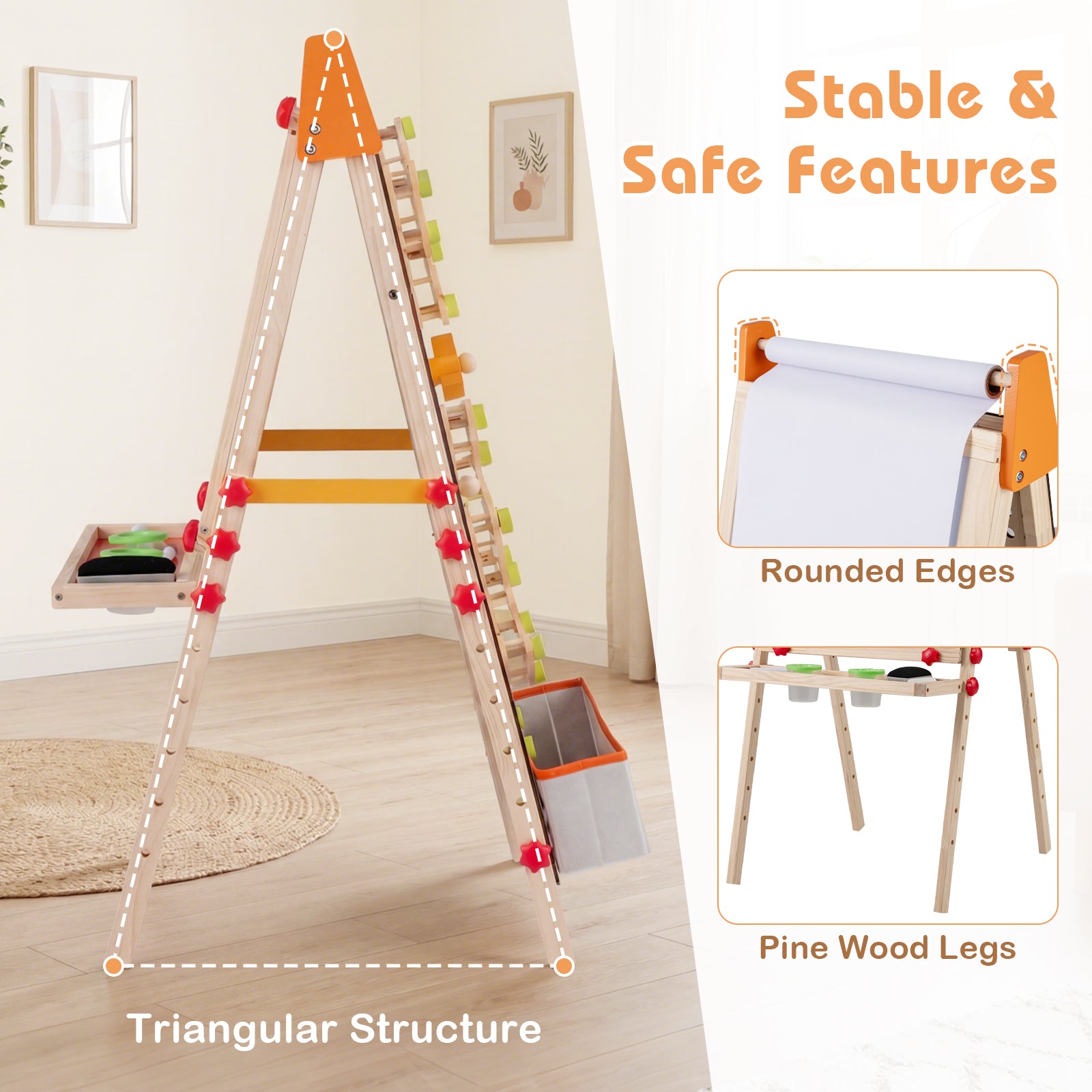 Kids art easel with built-in storage tray for art supplies1