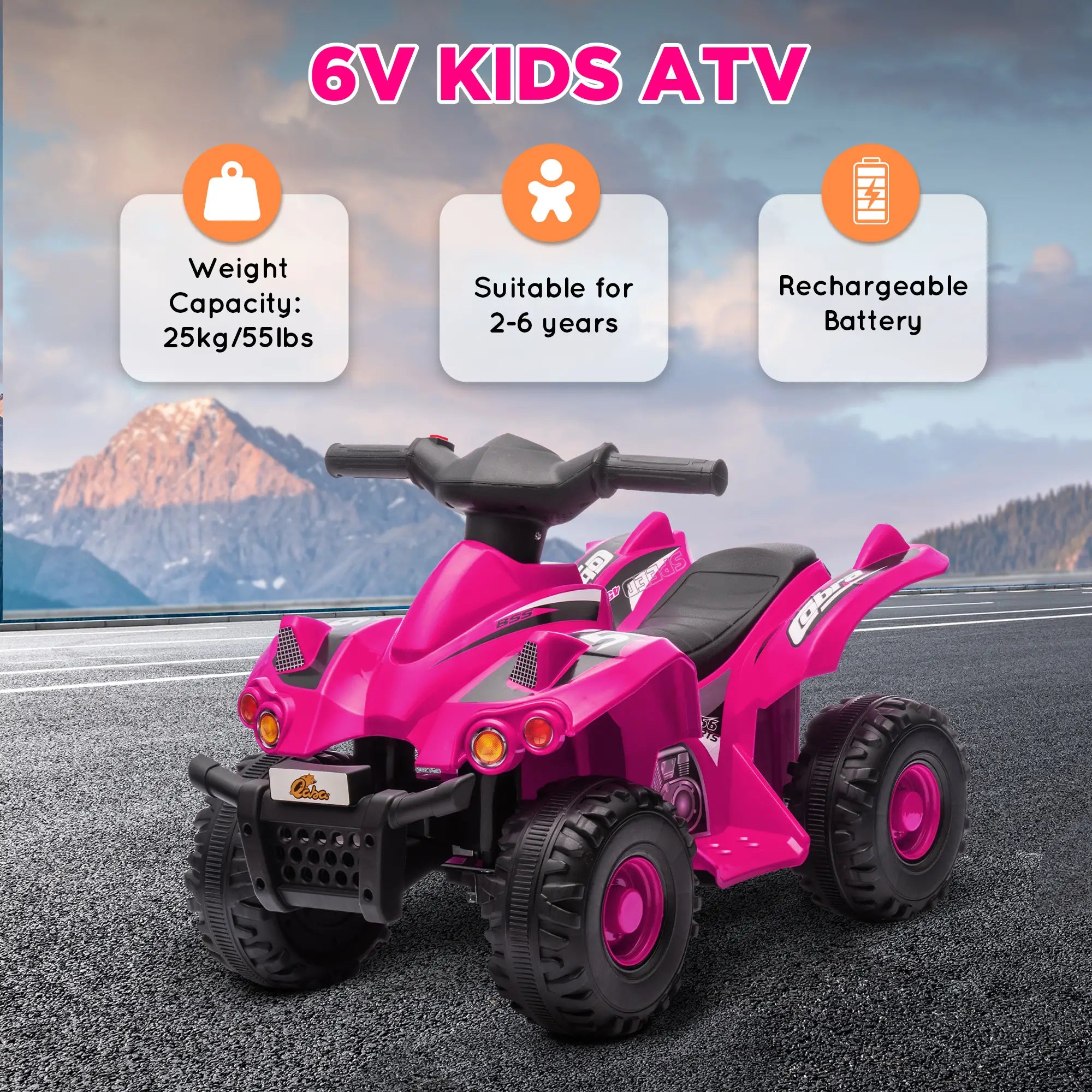 Kids electric quad car with stable four-wheel design