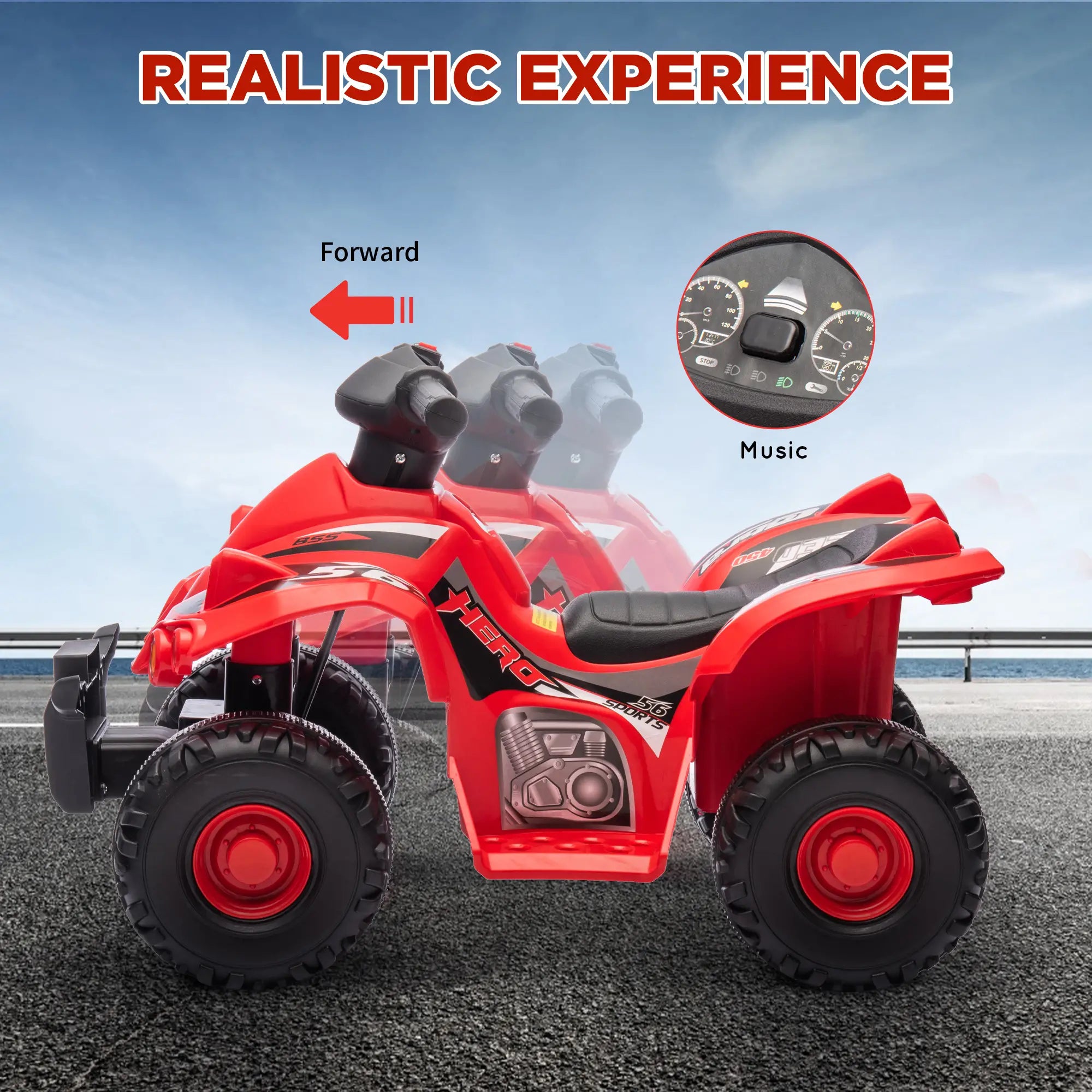 Ride-on ATV toy for kids with safe driving speed