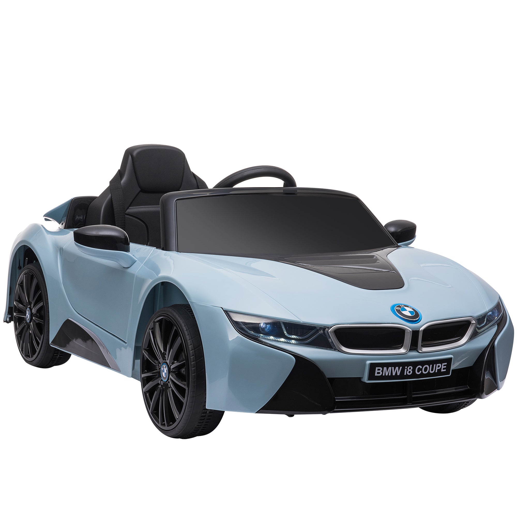 BMW I8 electric ride-on car for kids with 2.4G parent remote control.