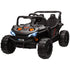 Black off-road toy vehicle with large wheels on a white background