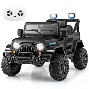 Toy off-road vehicle with remote control on a white background