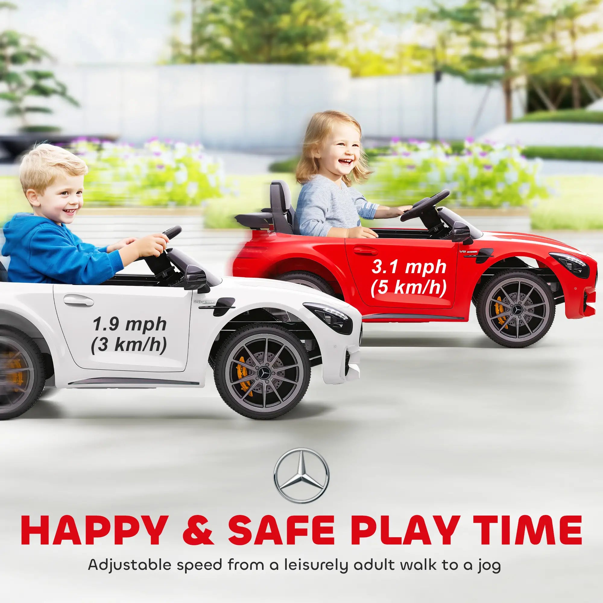 slow start design ensures smooth acceleration for kids ride on car