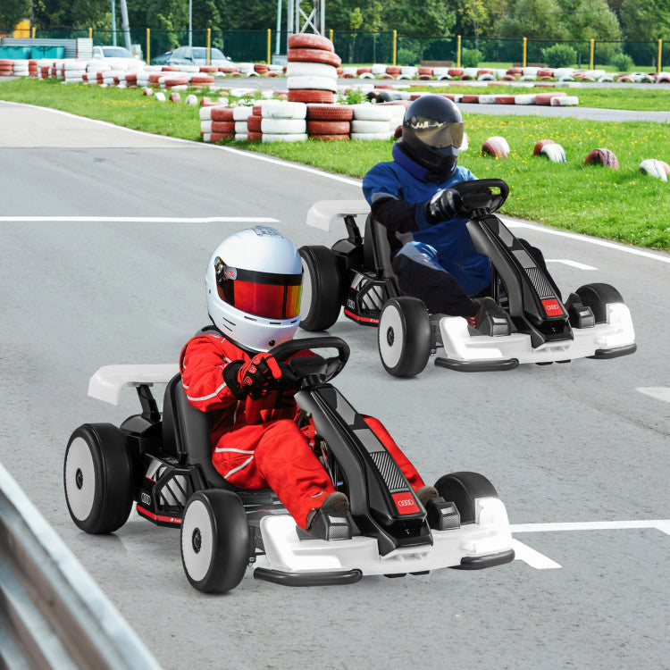 Adjustable length kids go kart for growing children