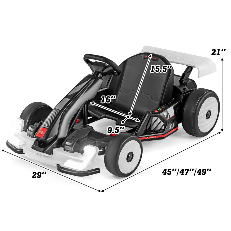 Kids go kart with bright LED headlights