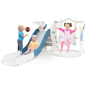 Children's playset with slide and swing on a white background