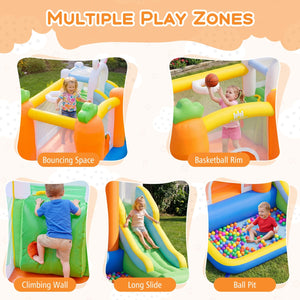 Inflatable playground with bounce area and slide