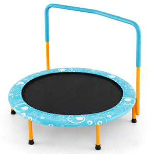 Kids jumping on mini trampoline rebounder