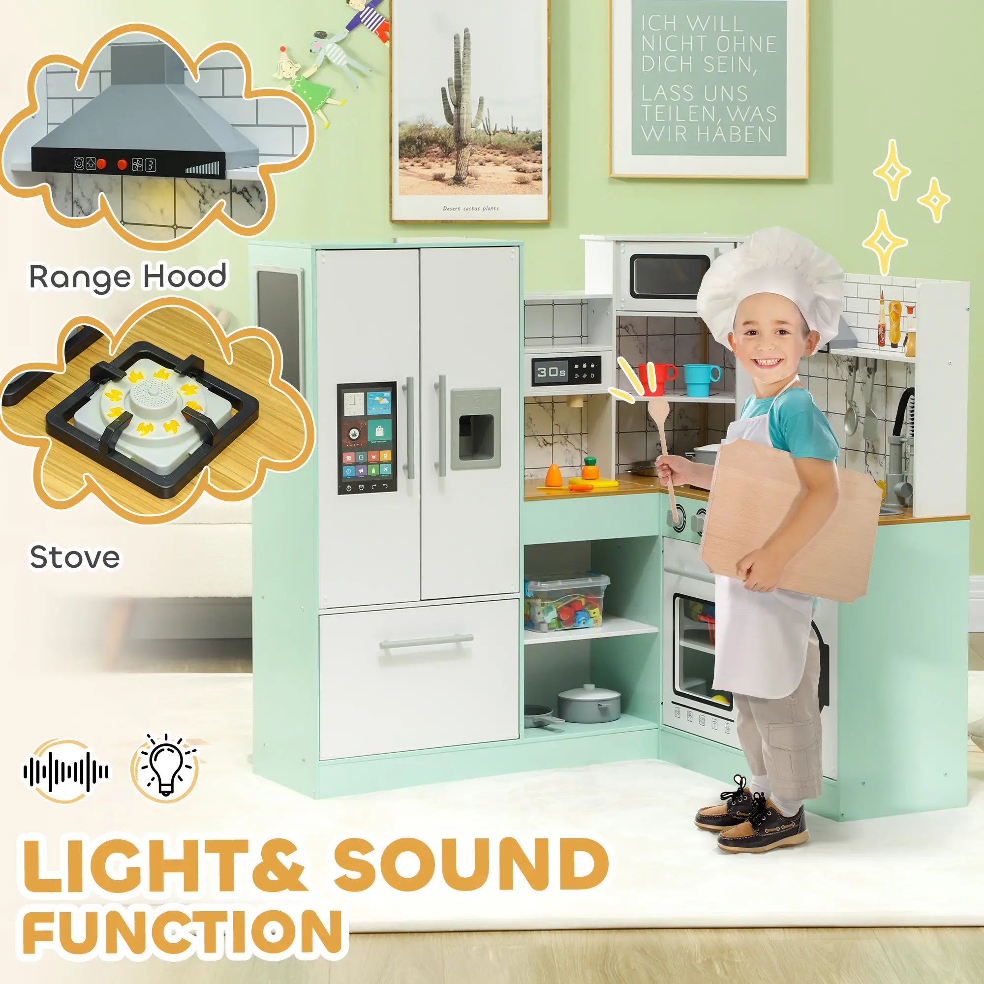 Kids kitchen set featuring ice maker and microwave