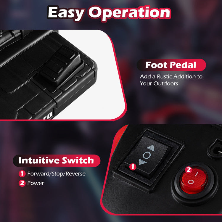 Control panel with foot pedal and switch for easy operation on a dark background