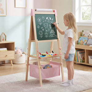 Children's painting easel with whiteboard chalkboard and paper roll1