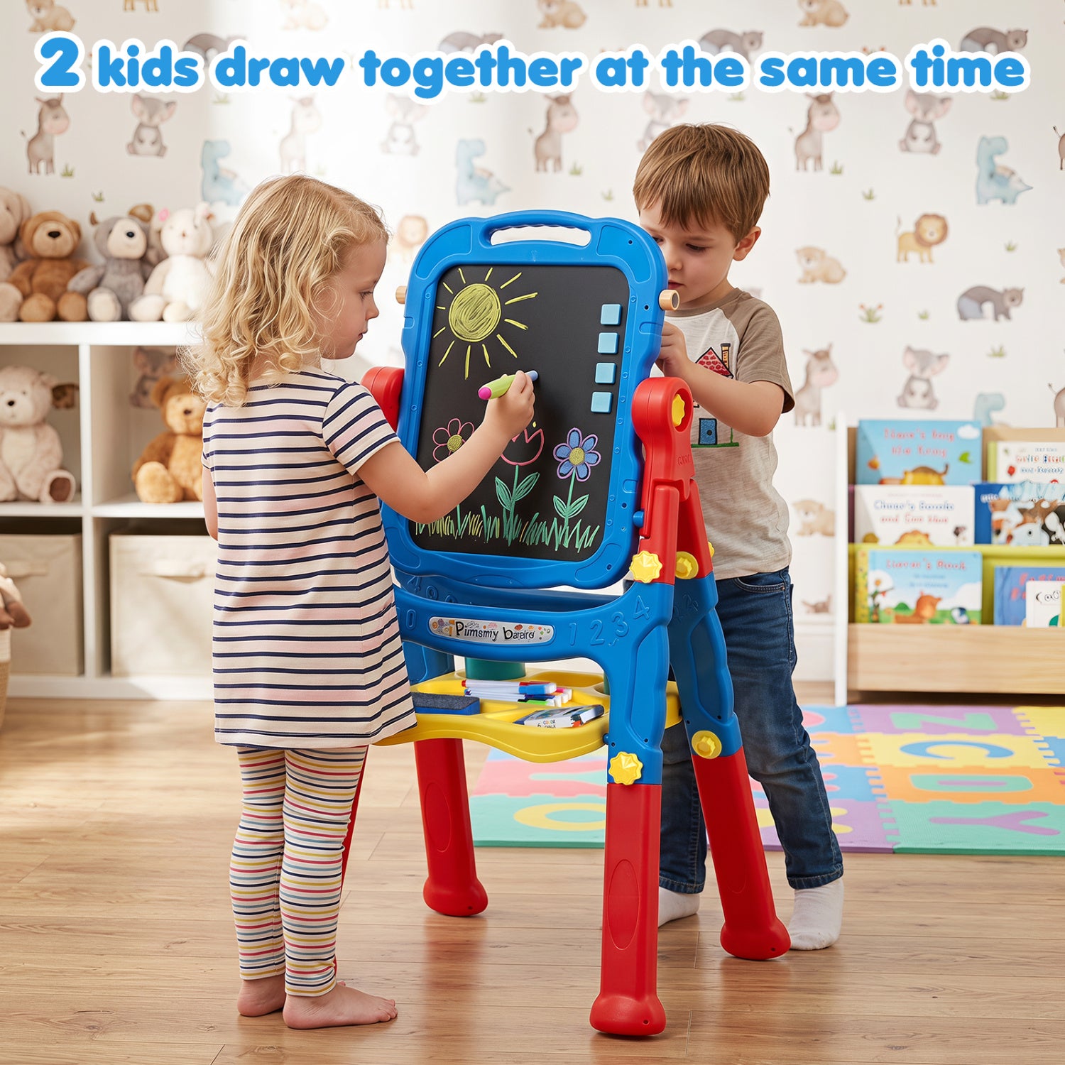 Children's painting easel with multiple creative surfaces2