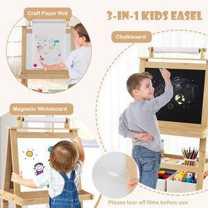 Kids easel with paper roll secured by magnetic holders1