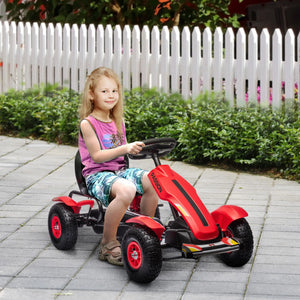 Kids pedal go kart in red designed for outdoor riding fun