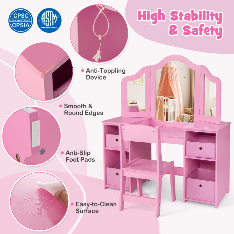 kids-pink-dressing-table-set