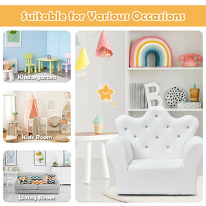 White children's chair in a room with educational decor, suitable for various occasions.
