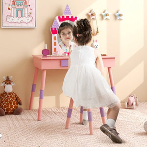 Kids princess vanity table set with mirror