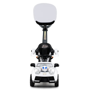 White scooter with a black seat on a white background