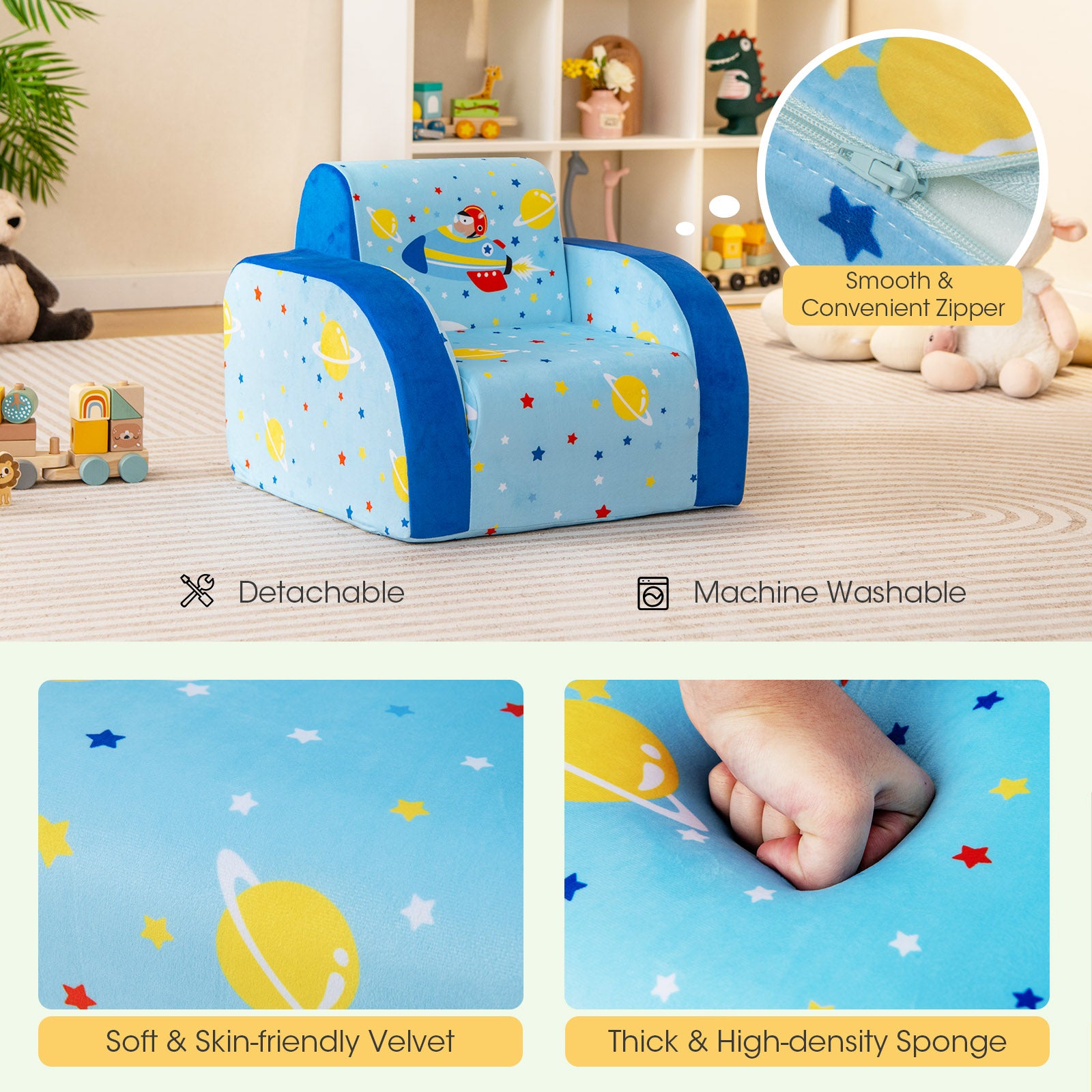 Cozy children's sofa ideal for reading and quiet activities