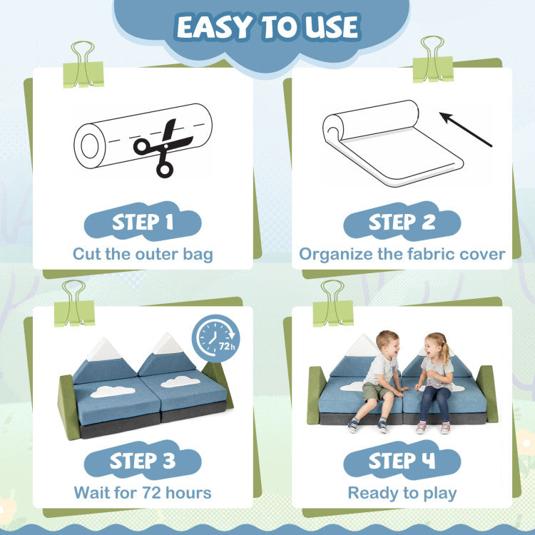 Step-by-step guide for using a product with illustrations and text on a light blue background.